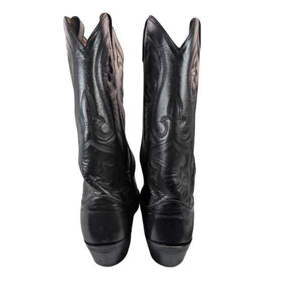 OLD WEST! BLACK GENUINE LEATHER FANCY STITCHED WESTERN COWBOY BOOTS! SZ 10.5 main image 12